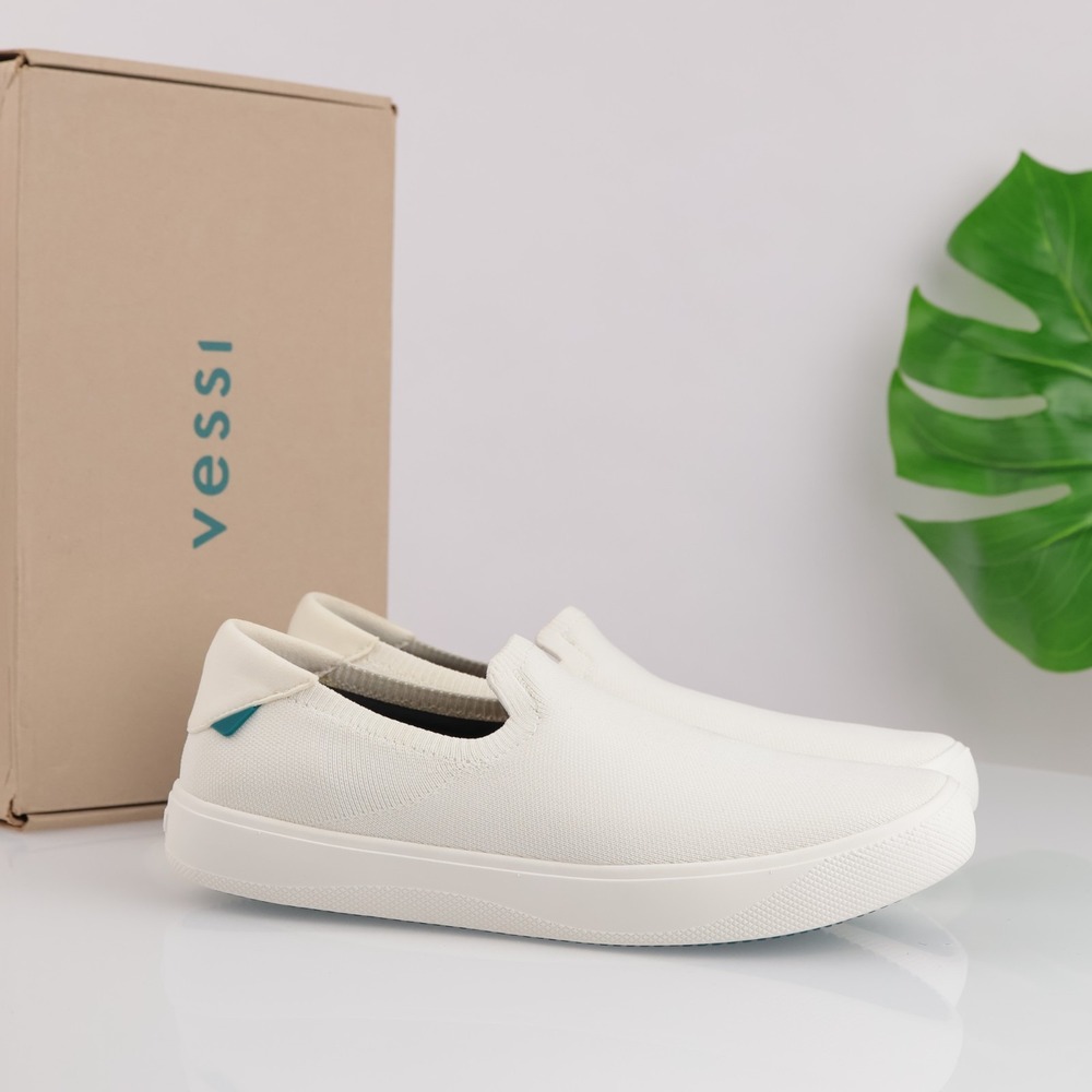 Vessi Womens Boardwalk Slip-On Sneakers Size 11 Waterproof White Comfort Shoes